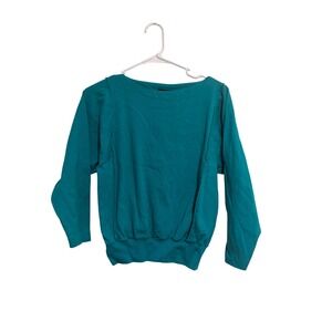 Lizsport Sweatshirt Vintage 90s Teal Exposed Seam Boat Neck‎ Small